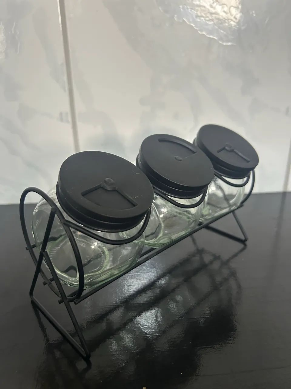 Porta tempero com 3 potes de vidro  - Foto 3