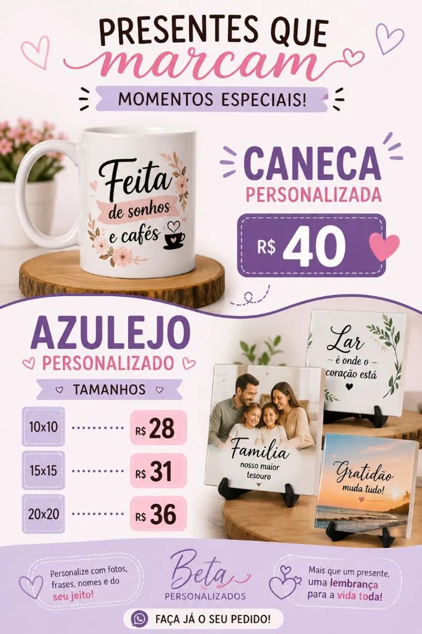 Caneca e azulejo personalizado 