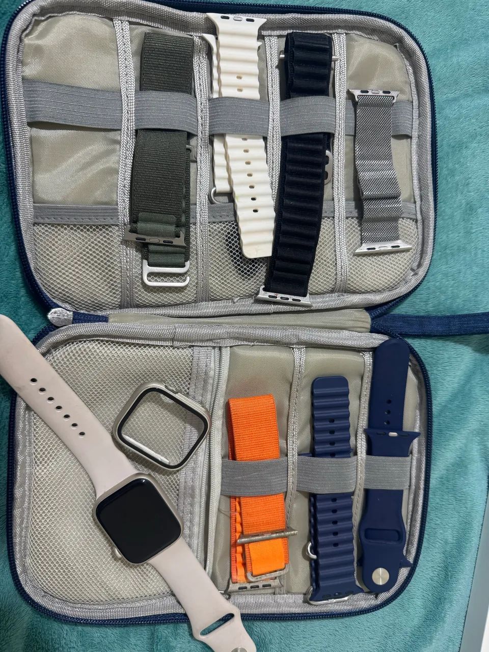 Apple Watch Series 8 45mm GPS Starlight + várias pulseiras + caixa - Foto 5