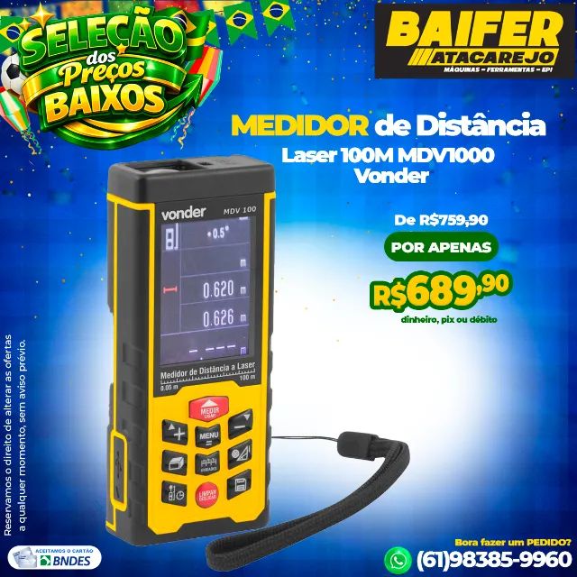 Medidor de Distância Laser 100M MDV1000 Vonder