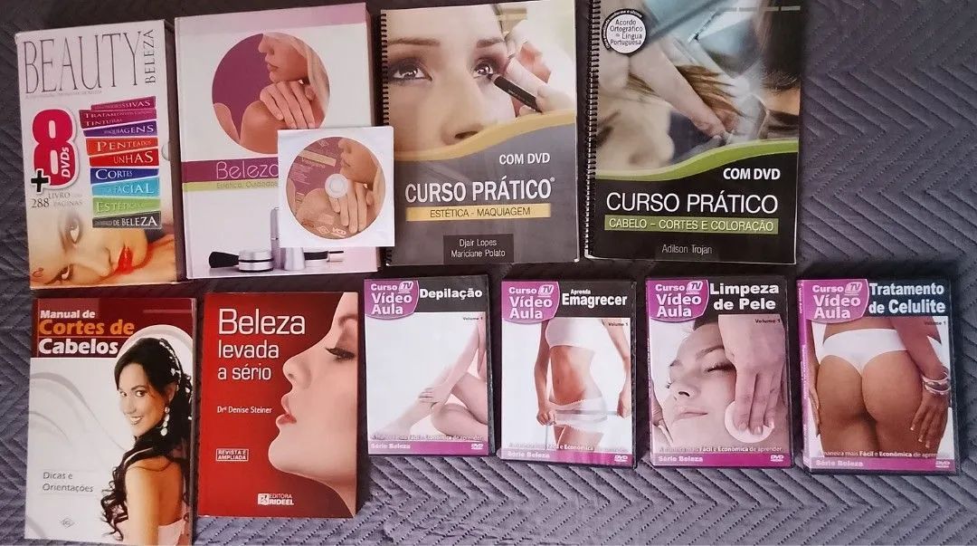 CURSO COMPLETO DE BELEZA COM LIVROS + DVDs DE AULAS