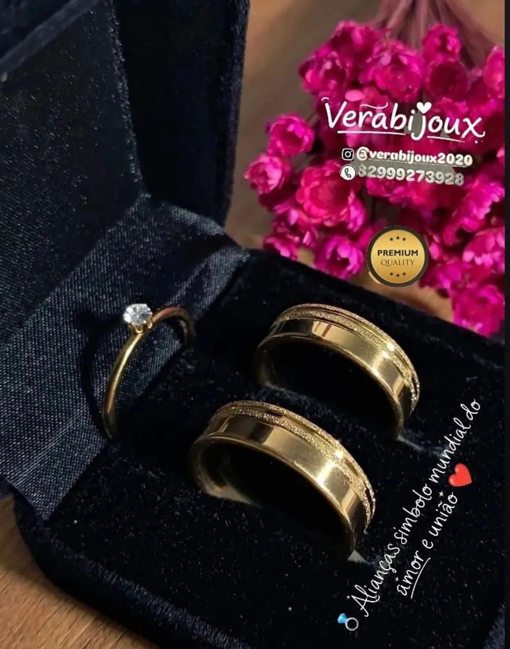 KIT TRIO DE ALIANÇAS PARA NOIVADO E CASAMENTO  - Foto 5
