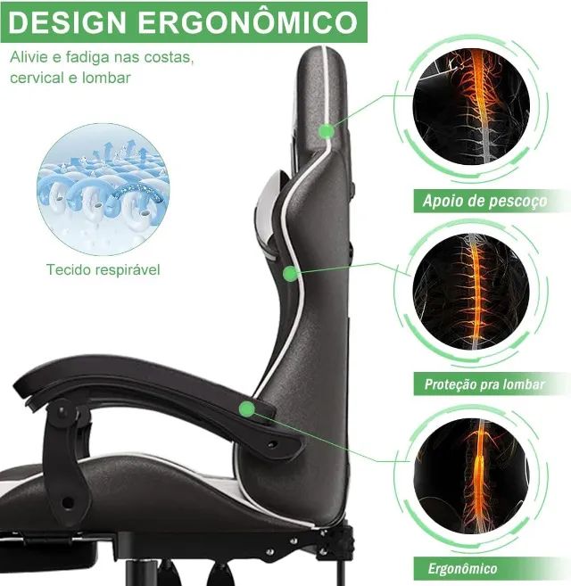  Cadeira Python Fly Ergonomica Gamer com apoio para os pés  - Foto 3