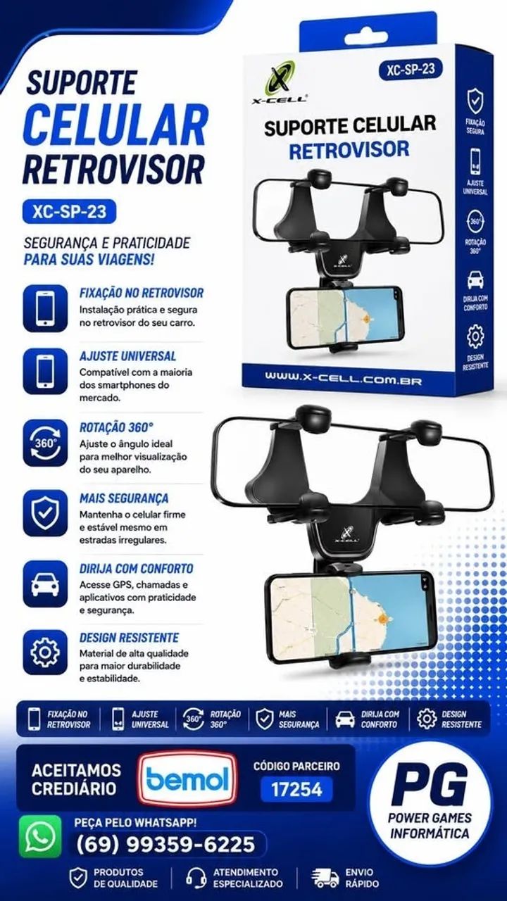 SUPORTE DE CELULAR PARA CARRO RETROVISOR - Foto 2