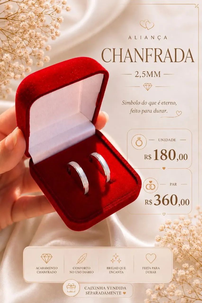 Aliança Chanfrada 2.5mm Prata 925 (unidade)