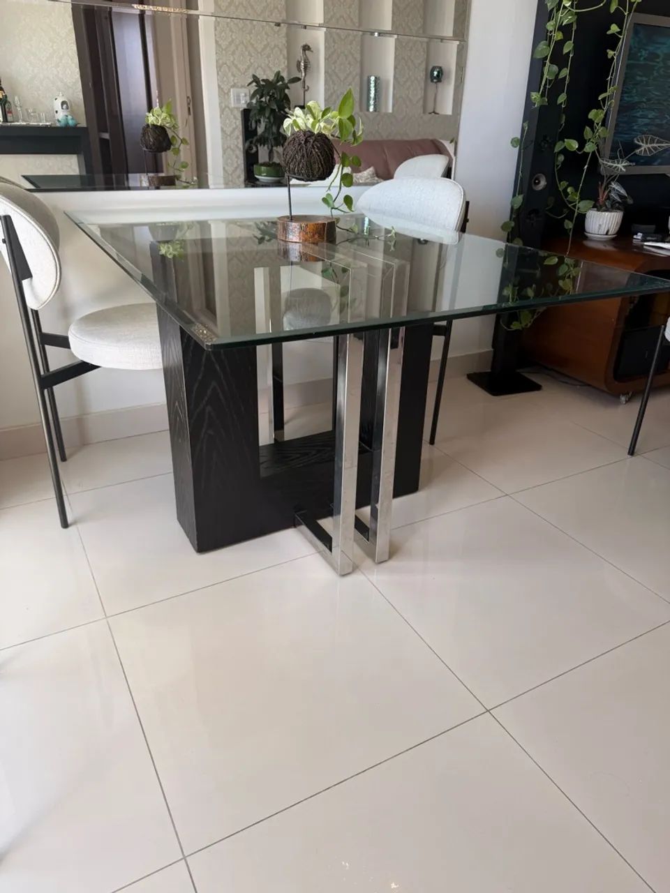 Mesa de jantar + rack madeira Carvalho e inox - Foto 2