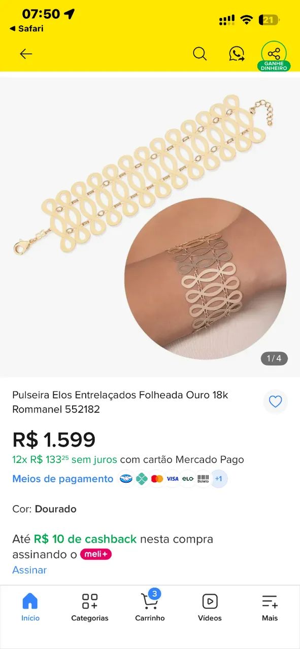 Pulseira Romanel usada pouquíssima vezes.
