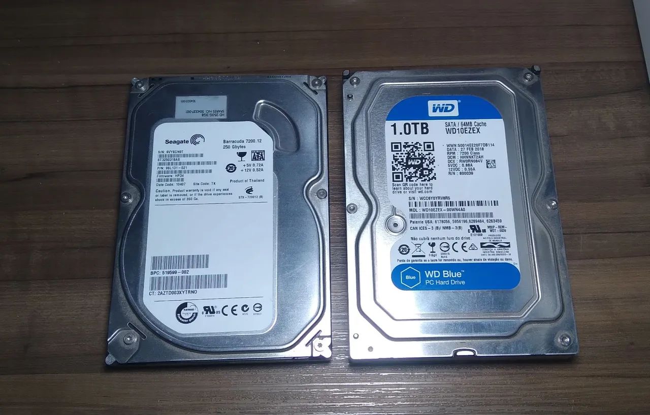 HDs desktop seagate 250GB /WD blue 1.0TB - Armazenamento HDs desktop seagate 250GB /WD blue 1.0TB - Armazenamento