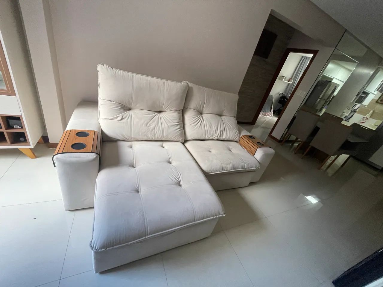 Sofá retrátil : BEGE  - Foto 4