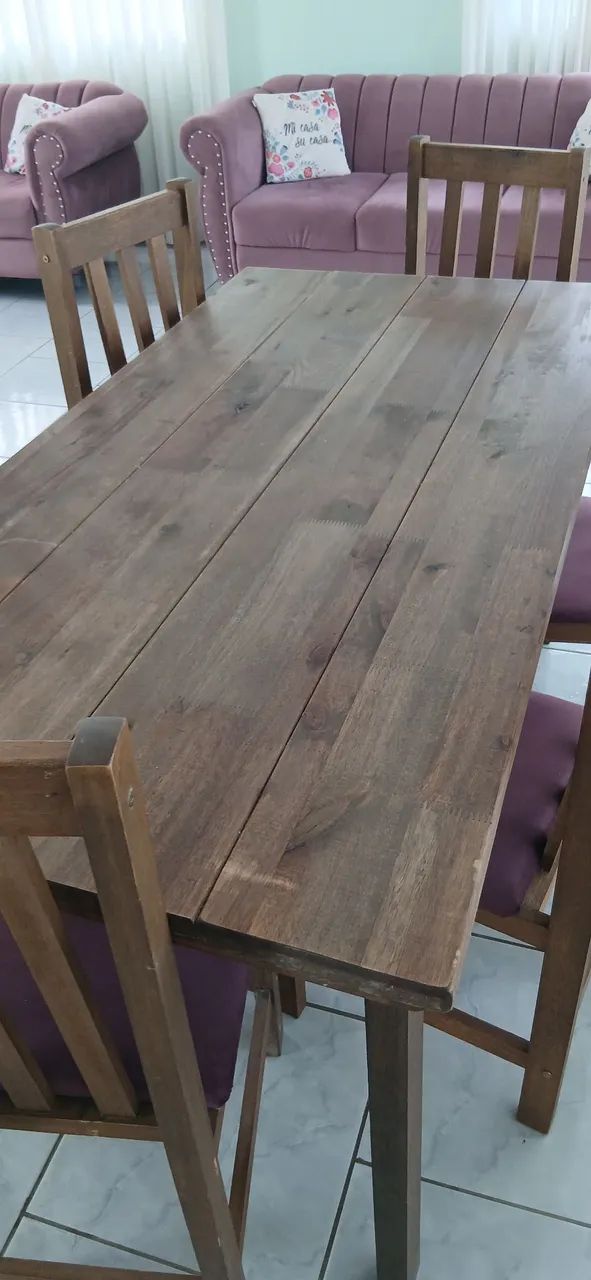 Mesa madeira maciça, com 8 cadeiras - Foto 3