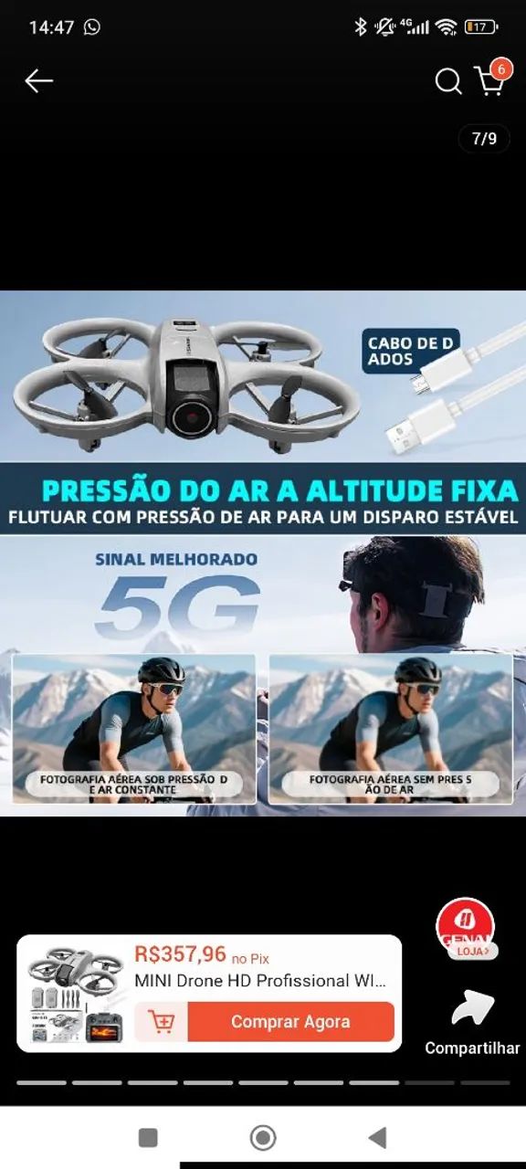 Drone com câmera 4k e sensor anti obstáculo - Foto 4