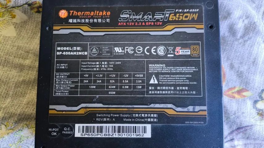 fonte thermaltake 650w 80 plus bronze