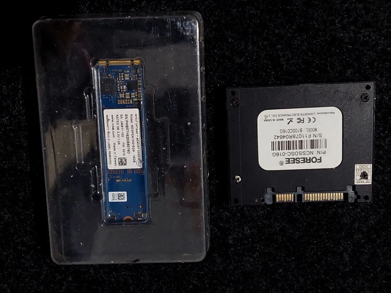 Both SSD and NVMe, 16 GB Each, in Good Condition