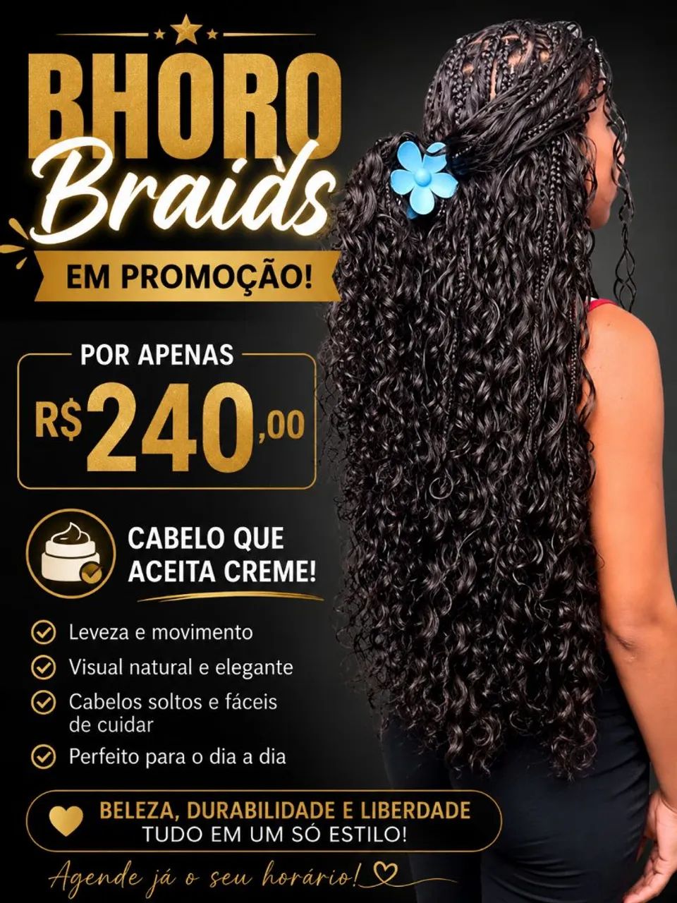 Bhoro braids trança com cachos 