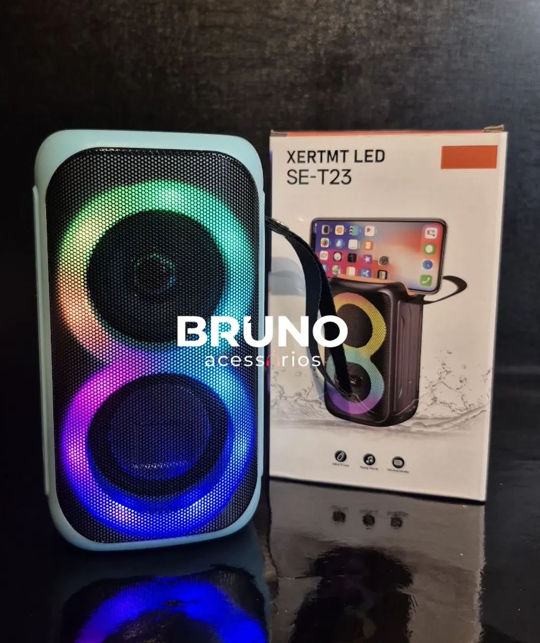 Caixa de som portátil Bluetooth com led - Foto 2