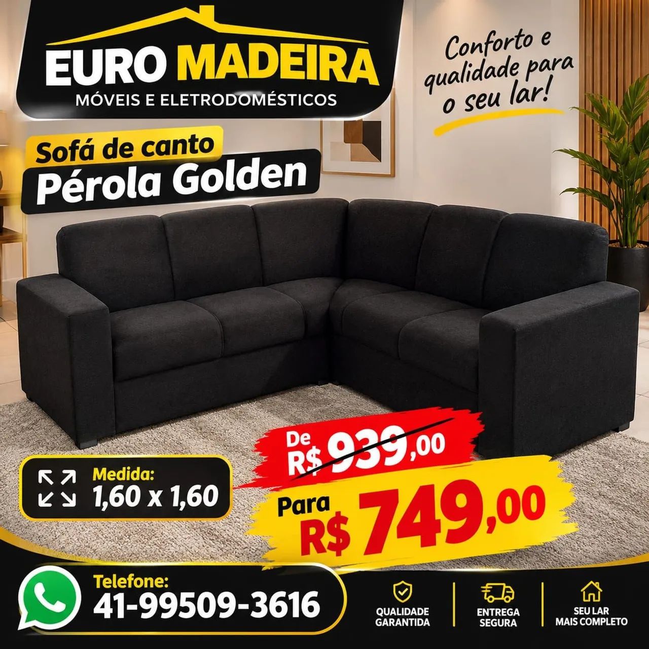 Sofá de canto Pérola - Novo