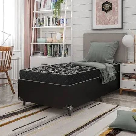  Colchão Solteiro D20 + Cama Base Baú Solteiro na cor Cinza Chumbo
