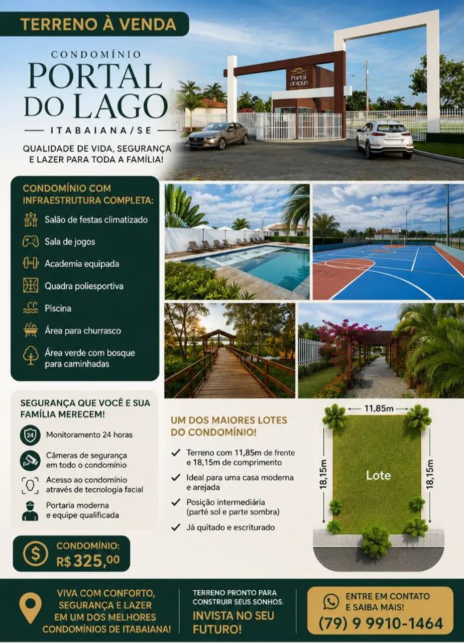 Lote de 215m² no Condomínio Portal do Lago