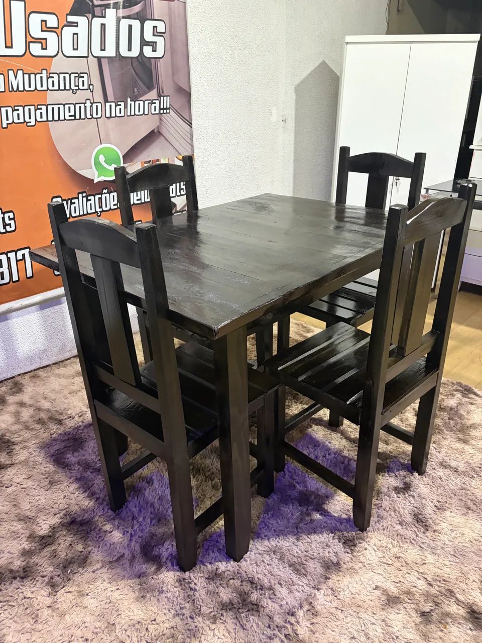 Mesa 4 cadeiras madeira perfeita ( entrego ) - Foto 5