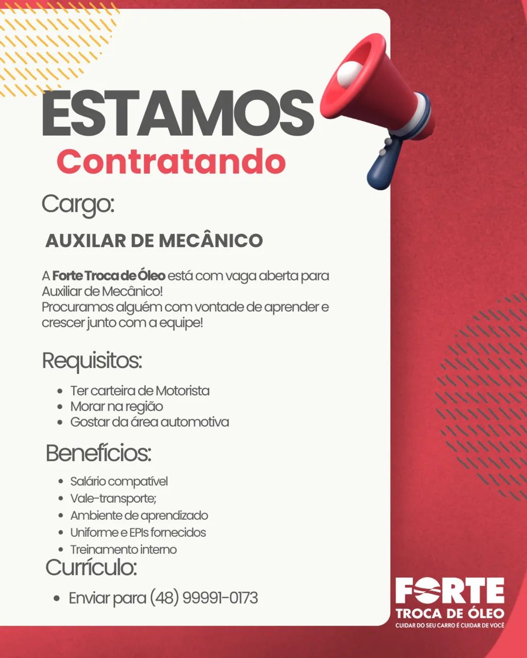 Vaga de Mecânico e auxiliar de mecânico  - Foto 3