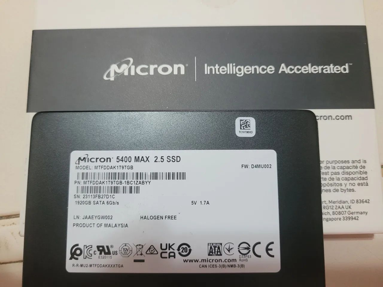 Micron 5400 MAX MTFDDAK1T9TGB-1BC16ABYYR 1,92 TB SATA 6 Gbps SSD de 2,5 polegadas - Foto 2