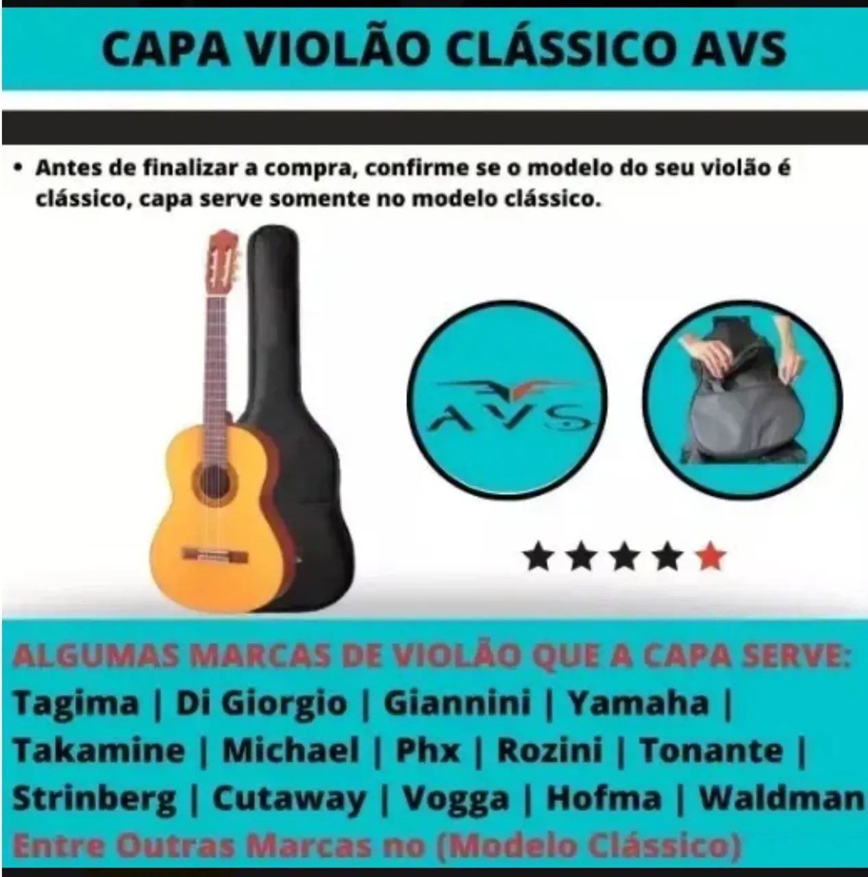 Capa Para violão e Guitarra Simples Com Alça Dupla - Foto 4
