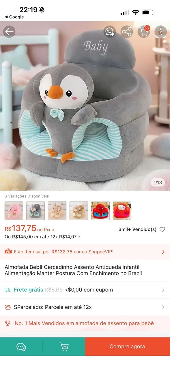 Cadeirinha para bebê sentar