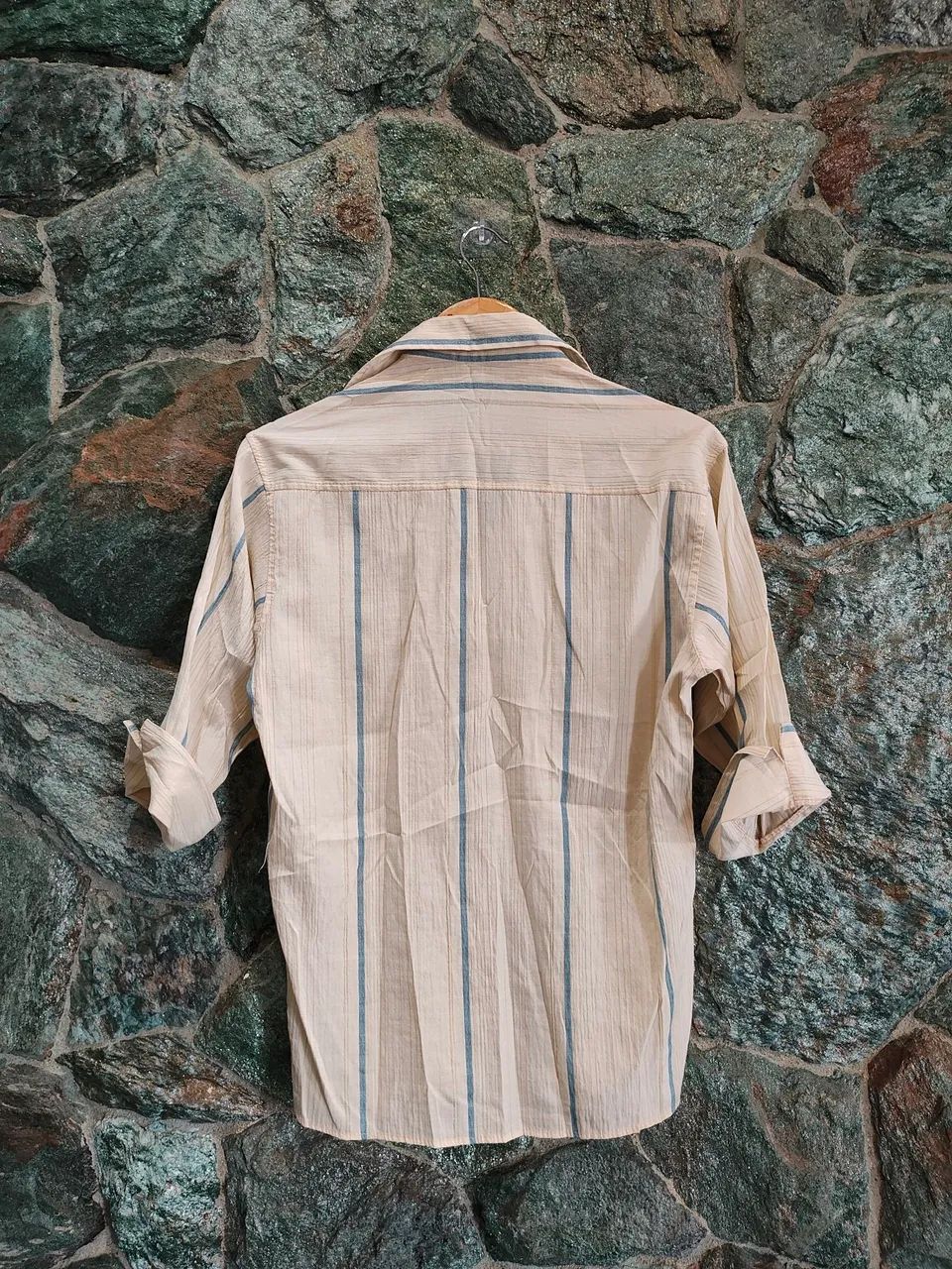 Camiseta listrada bege p - Foto 3