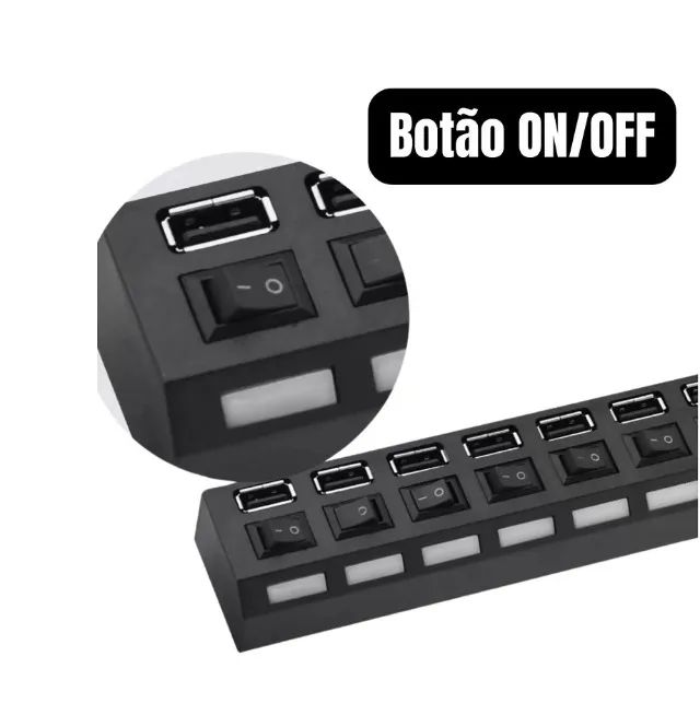 Hub Usb 7 Portas Chaveado Tomate - Foto 3