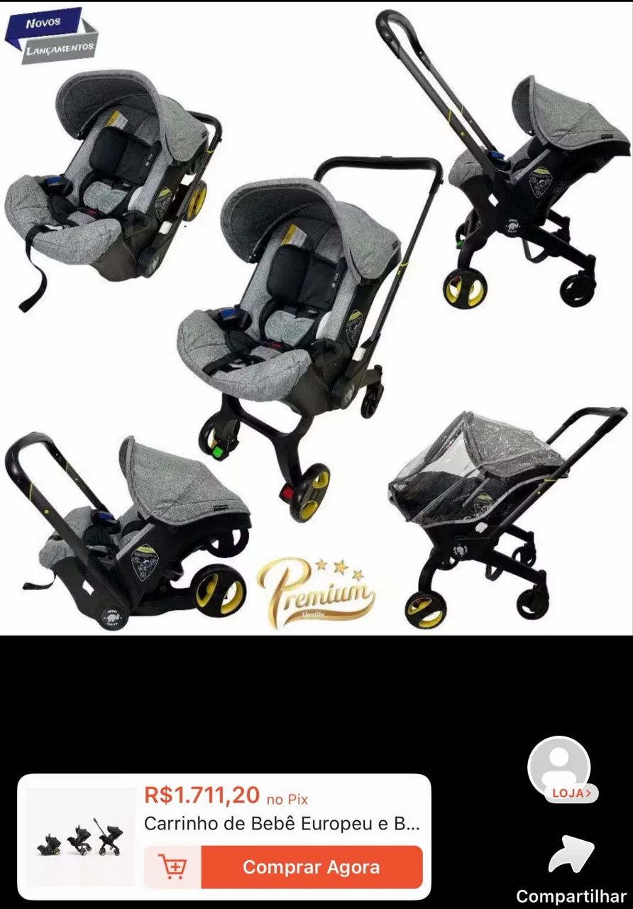 Carrinho de Bebê e Bebê Conforto Importado Luxo - Foto 5