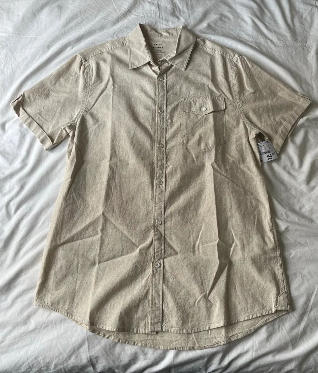 Camisa de botao bege