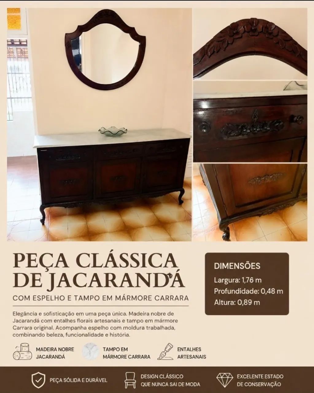 CONJUNTO DE MADEIRA JACARANDÁ - Foto 2