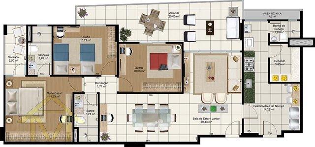 Apartamento à venda com 3 dormitórios em Barro vermelho, Vitória cod:3840 - Foto 10
