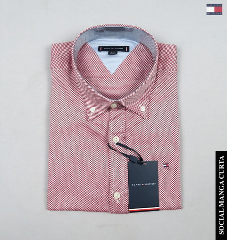 camisa social tommy manga curta