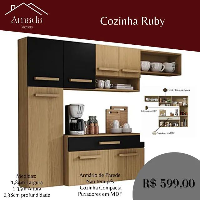 Armário de cozinha Ruby apenas 599,00 , Entrega  em 3 dias  - Foto 2