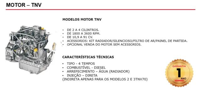 Motores Yanmar (Linha TNV) 4TNV e 3TNV - Foto 3