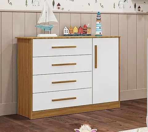 Comoda Charlo Liso, 100% MDF - Peroba