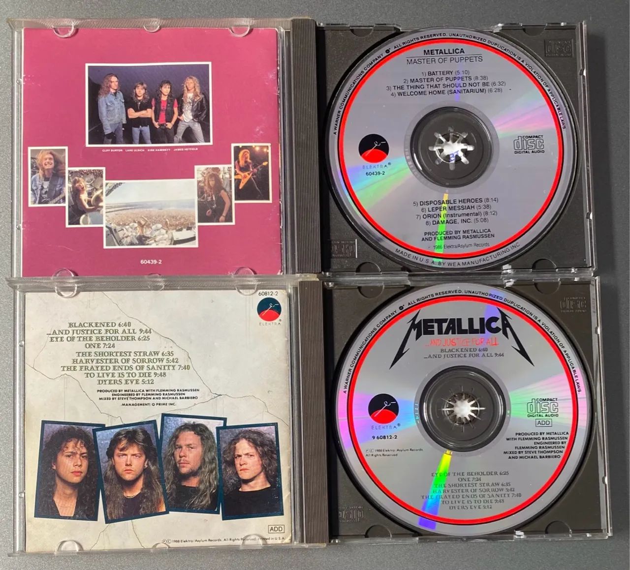 CD METALLICA MASTER OF PUPPETS AND JUSTICE FOR ALL importados USA