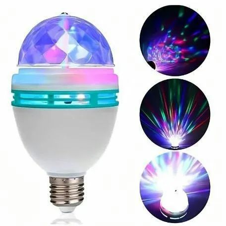 Lampada Giratória Globo De Luz Led Rgb Bola Maluca E27 , Bivolt - Foto 2