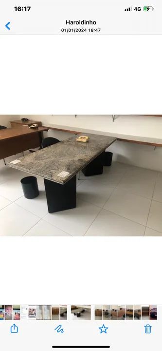 Tampo de mesa em granito cinza e preto 