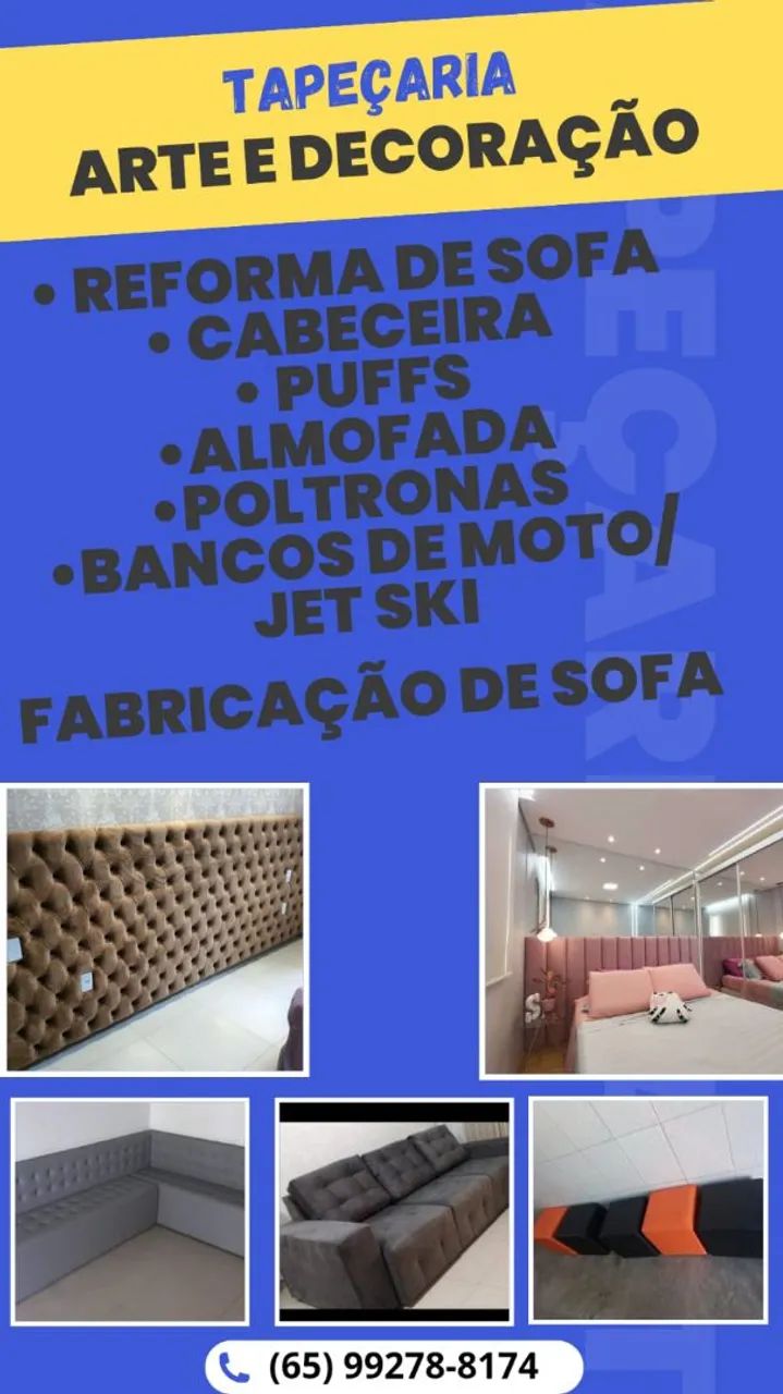 Sofás e poltronas sob medida - Tapeçaria e decoração