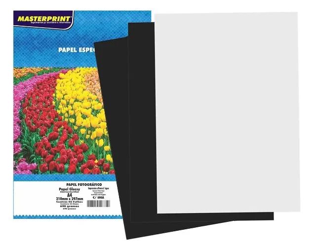 PAPEL FOTO GLOSSY COM IMÃ MASTERPRINT A4 05 FOLHAS 690G - Foto 2