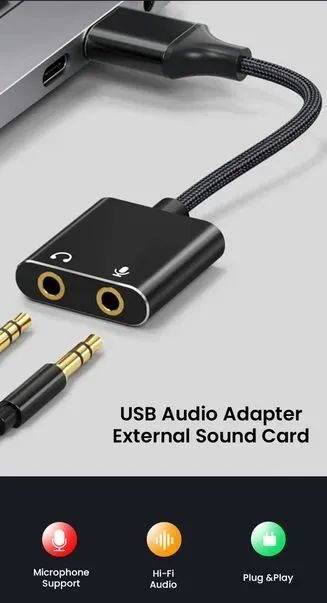 Adaptador de áudio e microfone USB  - Foto 4
