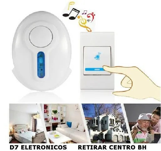 Campainha Sem Fio Controles Sem Fio 32 Toques Aviso Luminoso