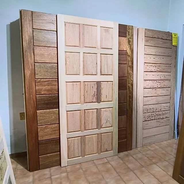 Porta Retangular de Madeira Maciça 70, 80 e 90 cm Externa Entrada Madeira Mista - Foto 5