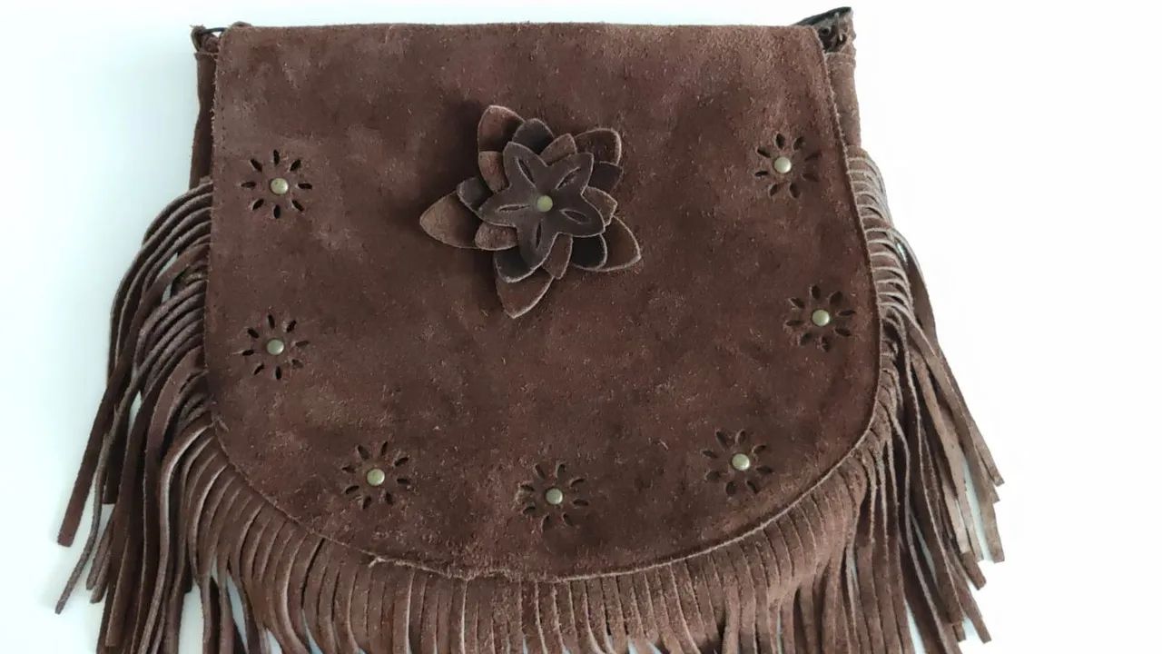 Bolsa de Ombro marrom com franjas - Foto 3
