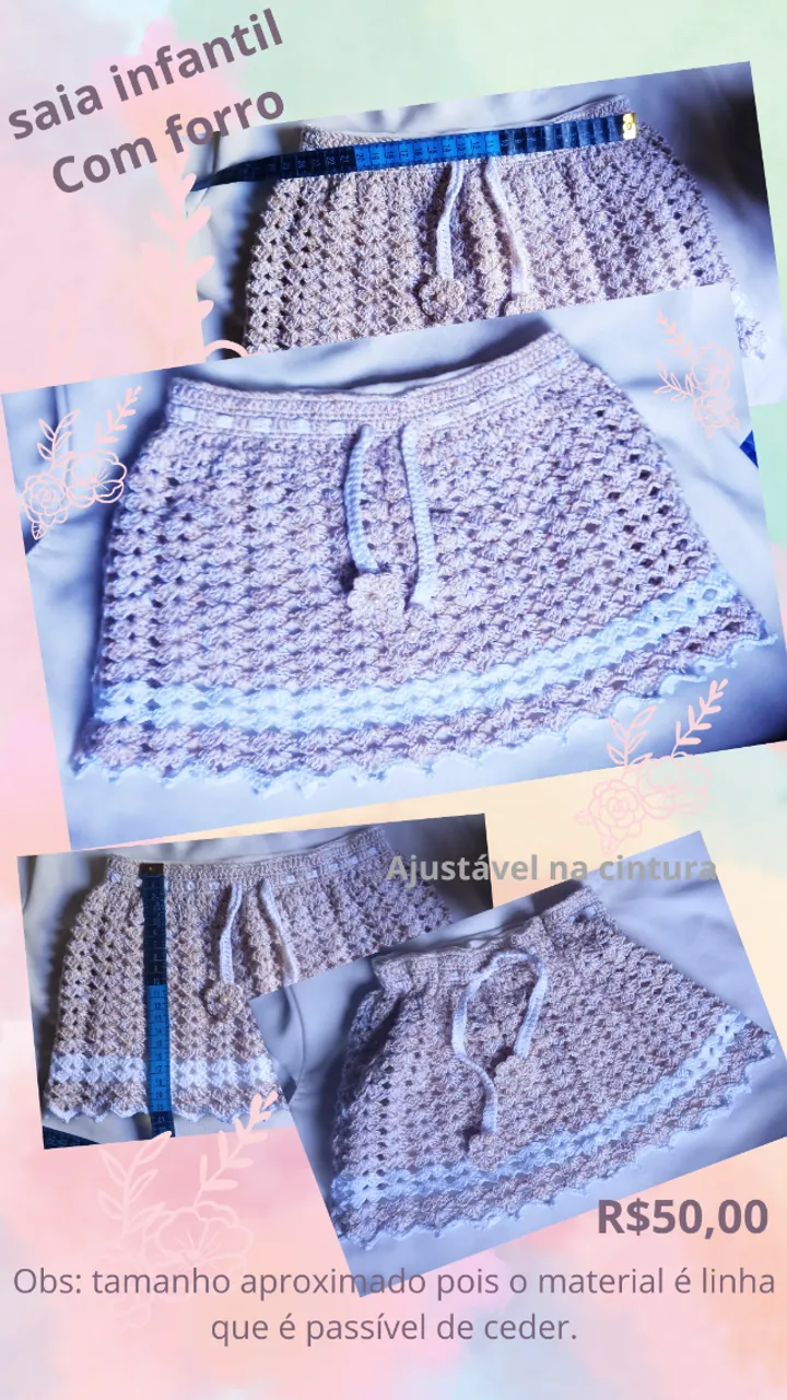 Saia de crochê infantil