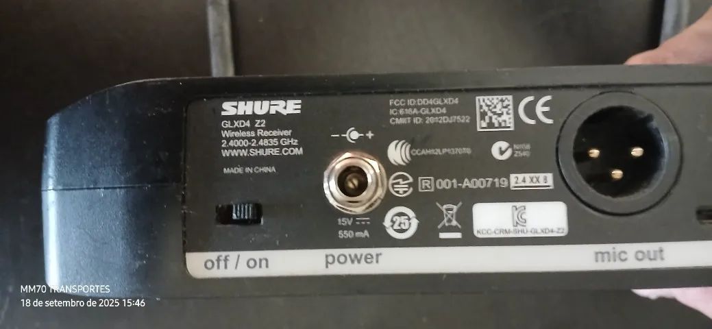 Microfone E Receptor Shure Glx D4 Z2 Preto  - Foto 5