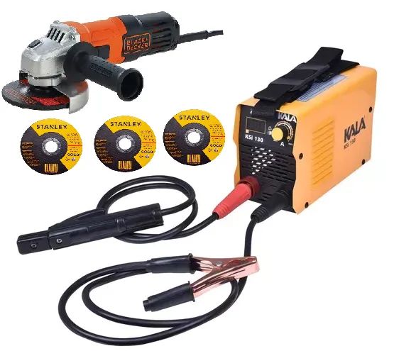 Inversora de Solda Kala 130amp Bivolt + Esmerilhadeira Black Decker + 3 discos