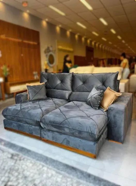 Sofá Retrátil e Reclinável Gran Bello 2.50m D33 Molas Ensacadas Veludo - Foto 5